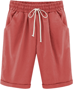Bermuda Shorts for Women Knee Length Plus Size Drawstring Shorts Elastic Waist Summer Beach Shorts Vacation Outfits Large Red