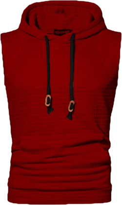 Kinkia Men Sleeveless Hoodie Summer Casual Drawstring Sweatshirt Vest Slim Fit Tank Tops Pullover with Pocket Red X-Small