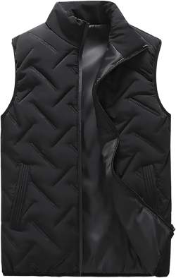 Cambkatl Men's Puffer Vest Casual Stand Collar Quilted Waistcoat Outdoor Padded Ski Vest Jacket Outwear with Pockets 4X-Large 01 Black