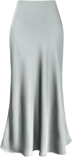 Womens Satin High Waisted Skirts Silk Elegant Maxi Skirts Casual A Line Long Skirt Cocktail Party Weekend Midi Skirts Ab- Grey Medium