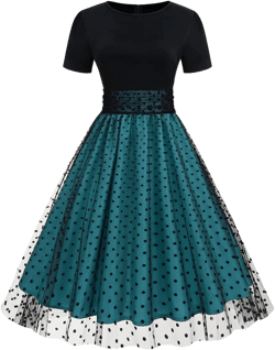 Women Short Sleeve Polka Dot Tulle Prom Dress Ruched Wedding Homecoming Dresses Patchwork Vintage Cocktail Party Swing Dress