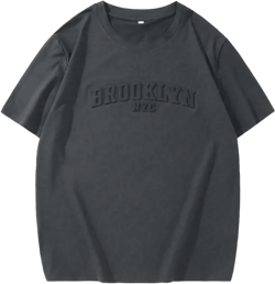 GORGLITTER Men's Oversized T Shirt Letter Graphic Short Sleeve Drop Shoulder Crewneck Tee Tops Small Dark Grey