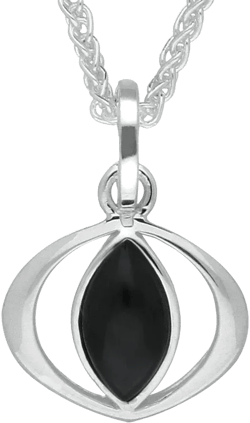 Sterling Silver Whitby Jet Cat Eye Necklace