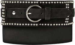 Lucky Brand Women's Studded Leather Belt | Stylish | Classic | Modern | Jeans | Pants | Skirt | Dress Small-Medium Studded Suede Stretch - Black