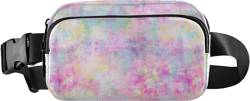 Colorful Abstract Floral Tie Dye Print Pink Green Yellow Mix Color Adjustable Belt Running Bag, Crossbody Fanny Pack Waist Runners Bag Tote for Women Men Sports Hiking Fitness Exercise Gym Pouch 8x5.3x2.3 inches Multi 9