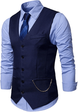 Men's Suit Vest Slim Fit Formal Dress Waistcoat V-Neck Casual Business Vests for Blazer Tuxedo Jacket Navy Small