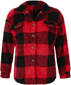Womens Oversized Button Down Plaid Shirts Casual Blouse Tops 2024 Fall Clothes Shacket Jacket Long Sleeve Shirts 1-red 3X-Large