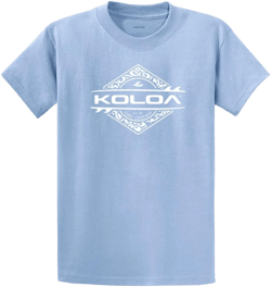 Koloa Surf Diamond Thruster Logo Heavy Cotton T Shirts in Regular,Big & Tall Small Light Blue - White Logo