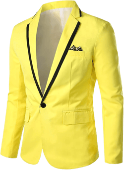 Men's Slim Fit Lightweight Suit Jacket One Button Lapel Slim Fit Business Blazer Casual Wedding Party Sport Coat 5X-Large Yellow