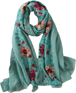 Womens Floral Embroider Shawl Scarf Indian Bandana Cotton Print Scarves Wraps Muslim Hijab