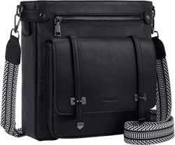 Crossbody Bags for Women,Multi Pocket Crossbody Purses Soft Leather Shoulder Handbags Travel Purse Adjustable Strap Black