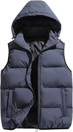 Gihuo Men's Hooded Puffer Vest Sleeveless Zip Up Padded Jackets Coat Lightweight Quilted Gilet with Pockets Large Navy