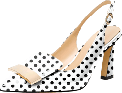 Joseywade Women Slingback Pumps High Stiletto Heel 3.5 Inch Heeled Sandals Closed Pointed Toe Flare Heel Dress Shoes 11.5 Patent Polka-dot