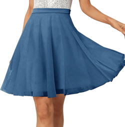 Women’s Tulle Skirts Midi High Waist Pleated Mesh Flowy A-Line Party Long Tutu Skirts Women Tutu Skirt Knee Tulle Skirt Petticoat Skirts Crinoline Rockabilly Tutu Skirt Slip,Navy,L