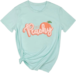 Ykomow Just Peachy T Shirt Womens Short Sleeve Casual Summer Graphic Tees Tops Green Medium