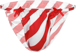 ACSUSS Mens Red&White Striped Low Rise Christmas Sissy Panties String Bikini Briefs Underwear