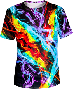 Asylvain Unisex 3D Graphic T-Shirt Colorful Design Short Sleeve Crewneck Digital Tee for Young Small Colorful 2