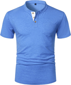 FANARCHER Men’s Henley Short Sleeve T-Shirts Casual Tee Shirts Cotton Summer Tops Large Blue