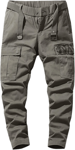 Jeans for Men Straight Leg Pants for Men Male Cargo Trousers Cascal Large Size Solid Color Tie Side Multi Pockets