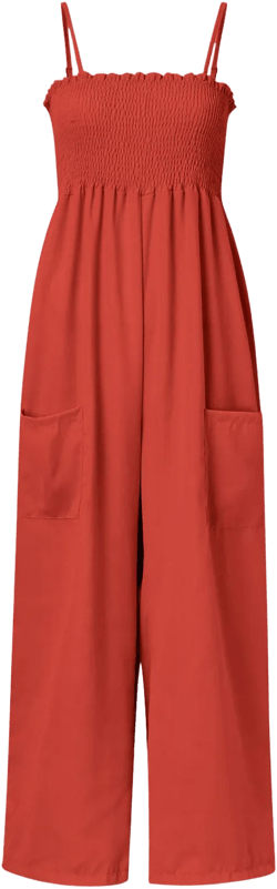 Smocked Spaghetti Strap Wide Leg Jumpsuit - 5 Colors