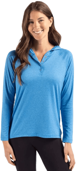 Cutter & Buck Coastline Epic Comfort Recycled Womens Hooded Shirt - Digital - M