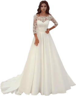 Wedding Dresses for Bride Mermaid Long Chiffon Satin Lace Applique Tulle Bridal Gown for Women