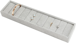 PH PandaHall 10 Slots Bracelet Display Tray, Light Grey Ring Cufflink Organizer Velvet Covered Jewelry Showcase Rectangle Bangle Holder for Dresser Home Storage Retail Show Exhibition 3.4×14.5" Light Gray