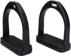 Tnfeeon 2PCS High Strength Stirrups, Black Engineering Plastics Stirrups with Non Slip Rubber Pad Horse Riding Tool Accessories(Small)