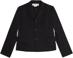 Wool Gabardine Stripe Tape Blazer, Navy