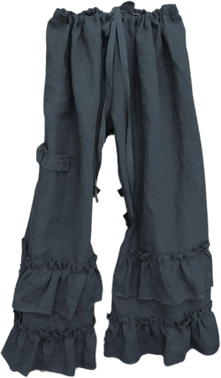 Andongnywell Womens Casual Ruffled Loose Pocket Plus Size Cotton Linen Pants Wide Leg Solid Color Ruffle Hem Trousers Small Dark Gray