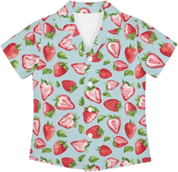 SYtrade Boys Button Down Shirts Short Sleeve Novelty Casual Hawaiian Beach Shirts for Girls 7-8 Years Red Strawberry Green