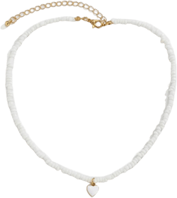 Jumwrit Colourful Beaded Choker Necklaces Handmade Heart Pendant Necklaces Cute Necklaces for Women（White） WHITE