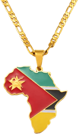 Mozambique Flag Africa Map Necklace