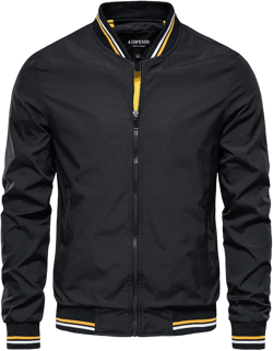 Men's Bomber Jacket Spring Fall Casual Jackets Stripe Fashion Stylish Lightweight Windbreaker Zip Up Coat with Pocket