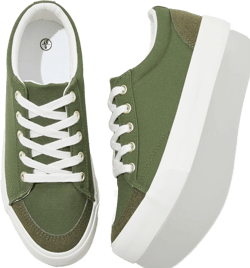 Witwatia Canvas Sneakers for Women Low Top Green Canvas Shoes Ladies Lace-Up Fashion Sneakers Tennis Shoes Comfort Casual Walking Shoes for Girls, US8.5