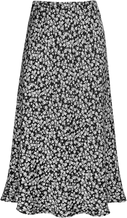 Women's Satin High Waist Hidden Elasticized Waistband Flared Casual A Line Midi Skirt XX-Large Floral Black