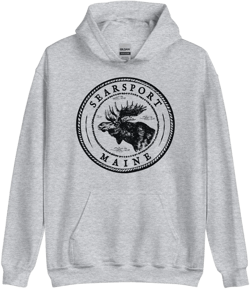 Searsport Moose Sweatshirt | Vintage Maine Moose Art Hoodie