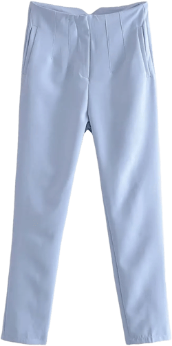Bollrllr Women's Fashion Straight Leg Pants Retro High Waist Zip Fly Straight Leg Pants 2023 X-Small Light Blue