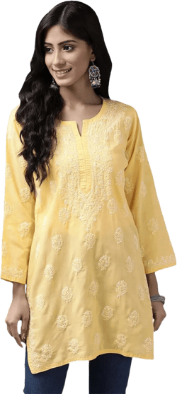 Ada Hand Embroidered Indian Clothing Chikankari Women's Cotton Top Tunic Shirt Kurti A210717