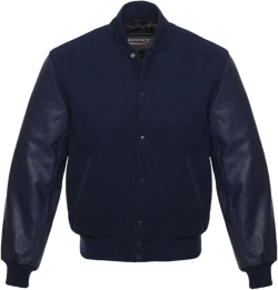Kicky Men's Varsity Jacket Original Leather Sleeves and Wool Blend Letterman Boys College Varsity Jackets XS-5XL Small Solid Navy Blue