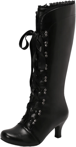 Amazon.com | CouieCuies Women's Victorian Fashion Lace Up Boots Knee High Plus Size Witch Granny Boots Costume Shoes | Knee-High