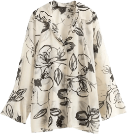 Women Flower Printed Long Sleeve Shirt Single Breasted Vintage Spring Causal Loose Tops X-Small 1