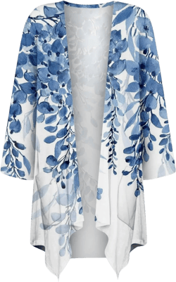 Summer Cardigan Irregular Hem Womens 3/4 Sleeve Summer Tops with Pocket Gradient Print Half Sleeve Jacket S-5XL &