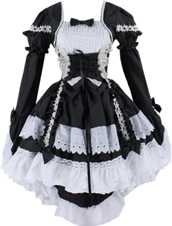 Women Gothic Classic Irregular Hem Princess Lolita Dress Halloween Cosplay Maid Costume XX-Large Black