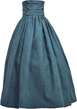 Women's Steampunk High Waist Bustle Skirt Victorian Ball Gown Gothic Pleated Maxi Skirt Medieval Costume Large Sky Blue