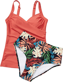 MOOSLOVER Women Twist V Neck Tankini Swimsuits High Wasited Two Piece Bathing Suits Swimwear : Clothing, Shoes & Jewelry