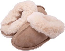 Women's Woolen Slippers Memory Foam Fluffy Moccasin With Soft Plush Fleece Lining Slip-On For Indoor Outdoor Use