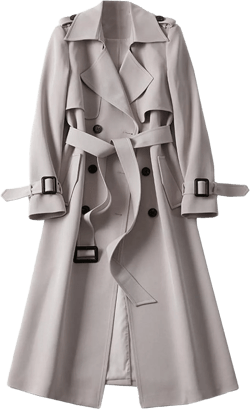 SOMTHRON Women's Double Breasted Long Trench Coat Belted Notch Lapel Overcoat Windproof Classic Outerwear Large Beige White