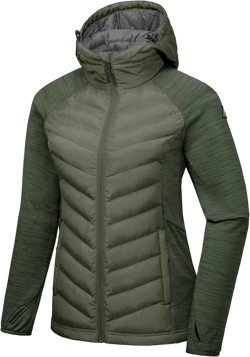 Mapamyumco Women's Insulated Hiking Jacket, Thermal Running Hybrid Jacket, Hooded Jacket Lightweight Breathable