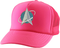 ALLNTRENDS Adjustable Trucker Hat US Space Force Embroidered Mesh Baseball Cap Adult USA Army Graphic Hats Neon Pink